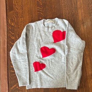 LOFT Gray Sweater with Red Heart Design
